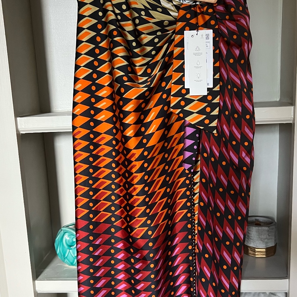 multicolour silk maxi skirt